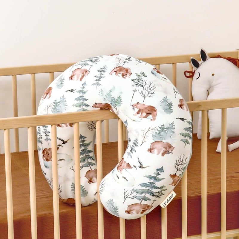 GRSSDER Nursing Pillow Cover, Stretchy Soft Minky Fabric Covers, Fit Most Nursing Support Pillows for Breastfeeding, Comfortable Safe Pillow Cover, Stylish Cute Bear Pattern - Image 4